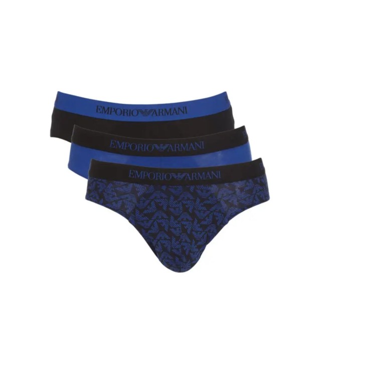 Emporio Armani Set 3 Slip in cotone stretch con vita elastica e logo lettering 1116242F72260220