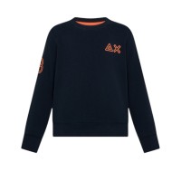SUN68 FELPA A GIROCOLLO IN COTONE NAVY BLUE