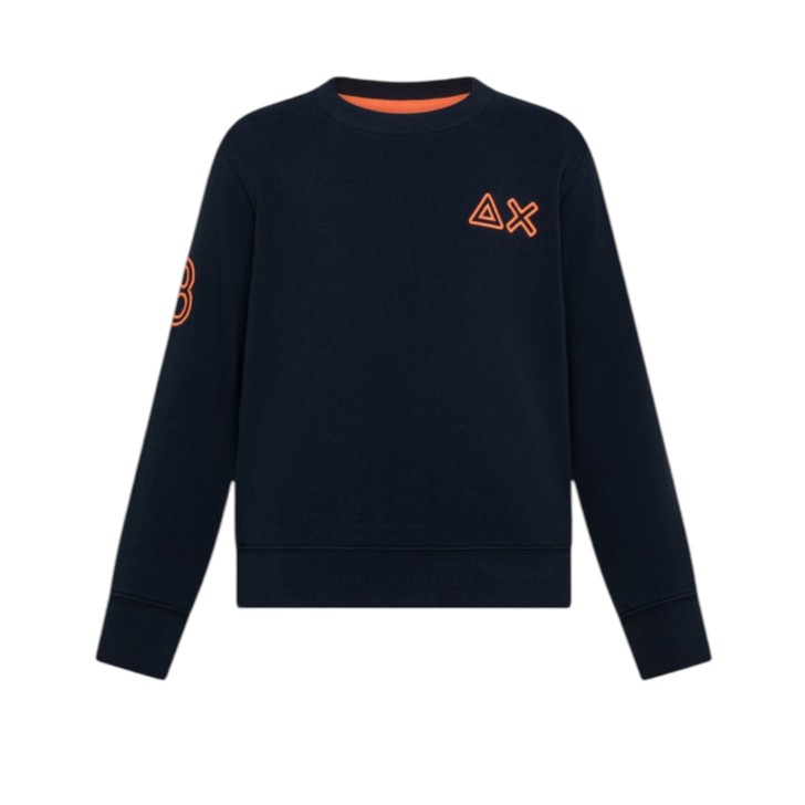 SUN68 FELPA A GIROCOLLO IN COTONE NAVY BLUE
