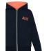 SUN68 FELPA IN COTONE FULL ZIP CON CAPPUCCIO NAVY BLUE 