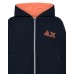 SUN68 FELPA IN COTONE FULL ZIP CON CAPPUCCIO NAVY BLUE 