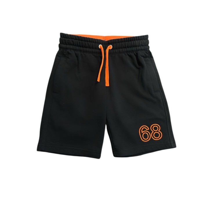 SUN68 BERMUDA BLU CON LOGO ARANCIO FLUO 