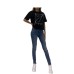 Emporio Armani T-shirt Nera con stampa aquila 1981 in satin da Donna