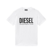 Diesel T-shirt a girocollo da bambino bianca con logo lettering