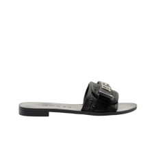 GUESS CIABATTINA NERA CON  LOGO METALLO 