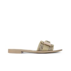 GUESS CIABATTINA BEIGE LOGO 4G ALL-OVER E  LOGO METALLO