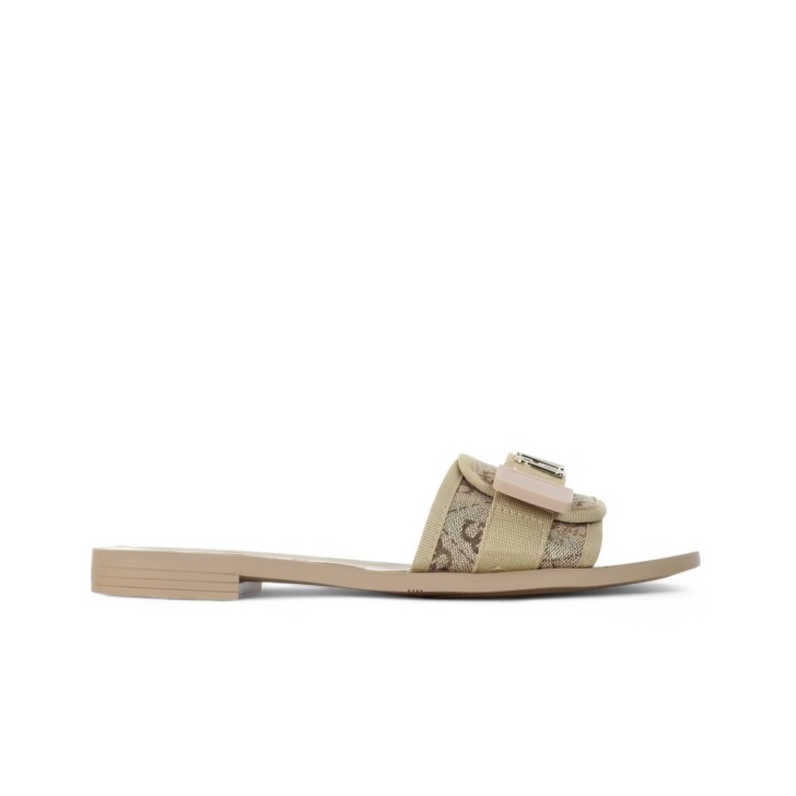 GUESS CIABATTINA BEIGE LOGO 4G ALL-OVER E  LOGO METALLO