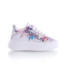 GIOSELIN SNEAKERS BIANCA IN GRAFFITI MULTICOLOR CON LOGO LETTERING