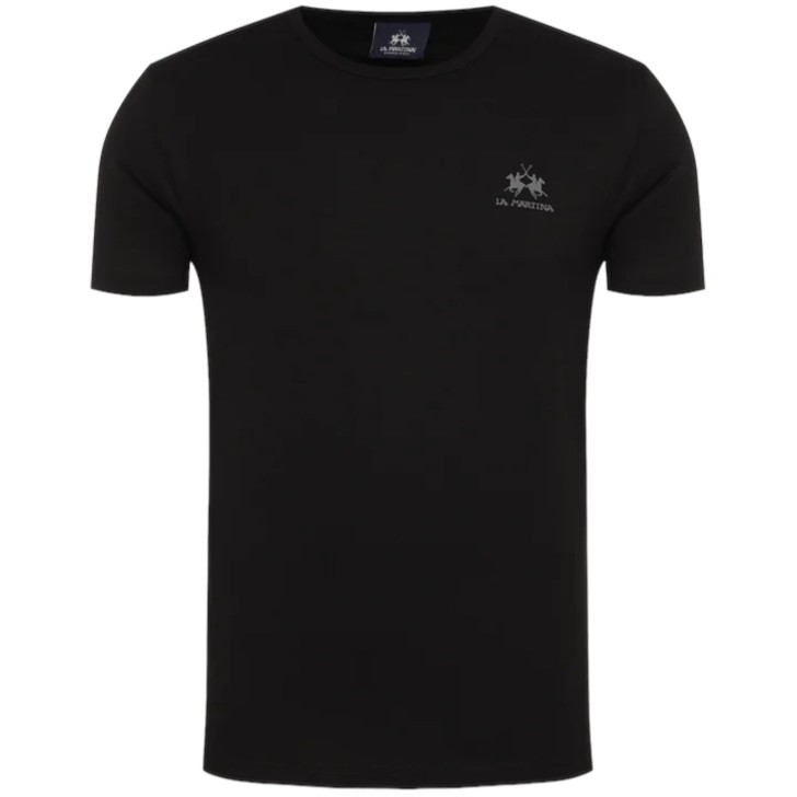 La Martina T-shirt da Uomo Nera Logo a contrasto