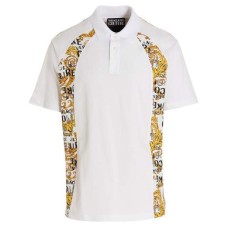 Versace Jeans Couture Polo Bianca da Uomo caratterizzata da stampa barocco sui lati