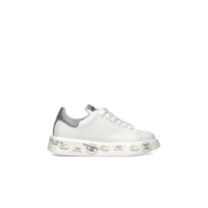 Premiata BELLE_4903 Sneakers da Donna Bianca in pelle con inserti in glitter