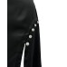 Giulia N Couture Abito nero in raso con spacco e bottoni con strass