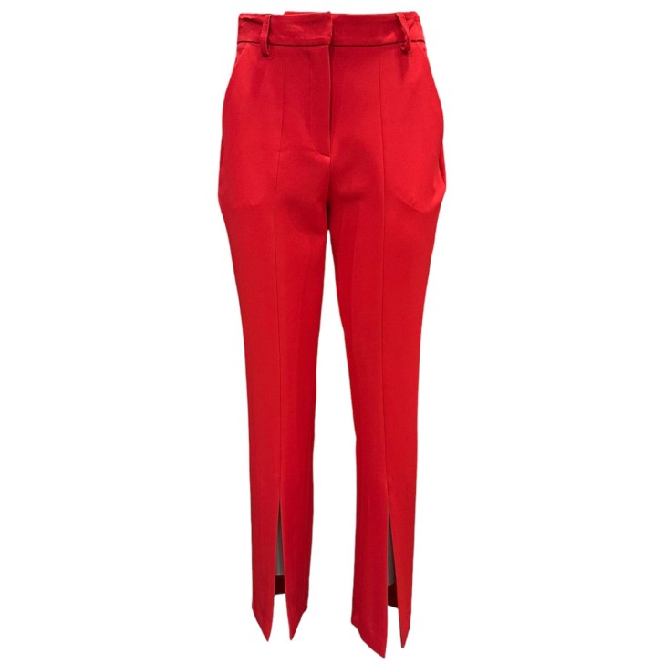 Giulia N Couture Pantalone stretch rosso a vita alta aderente con due tasche america