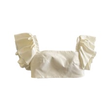 Giulia N Couture Top corto bianco a manica corta con volant
