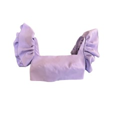 Giulia N Couture Top corto lilla a manica corta con volant
