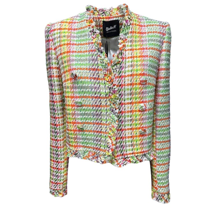 Giulia N Couture Giacca multicolore con bottoni applicati