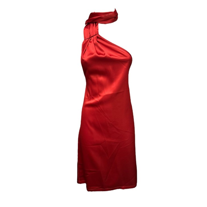 Giulia N Couture Abito corto rosso a monospalla