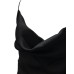 Giulia N Couture Abito lungo nero in raso con spalline sottile e scollo morbido