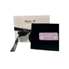Giulia N Couture Fermacapelli in plexiglass glicine con logo FATTO CON AMORE in strass