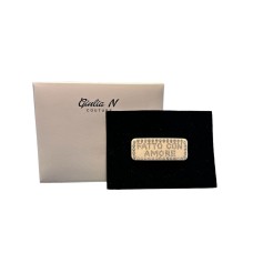 Giulia N Couture Fermacapelli in plexiglass panna con logo FATTO CON AMORE in strass
