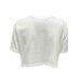 Giulia N Couture T-Shirt corta in cotone bianca Oversize a manica corta con dettaglio gioiello estraibile