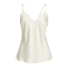 Giulia N Couture Top Basic in raso burro con scollo a V