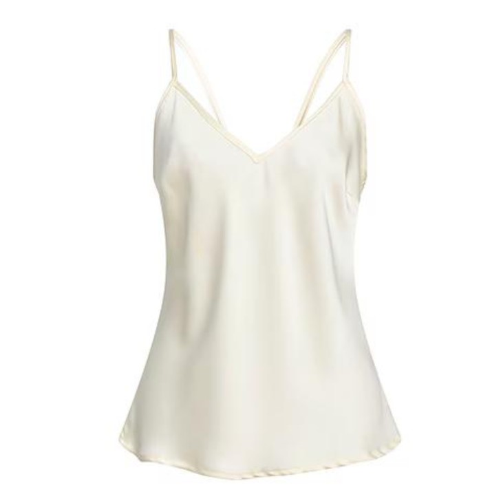 Giulia N Couture Top Basic in raso burro con scollo a V