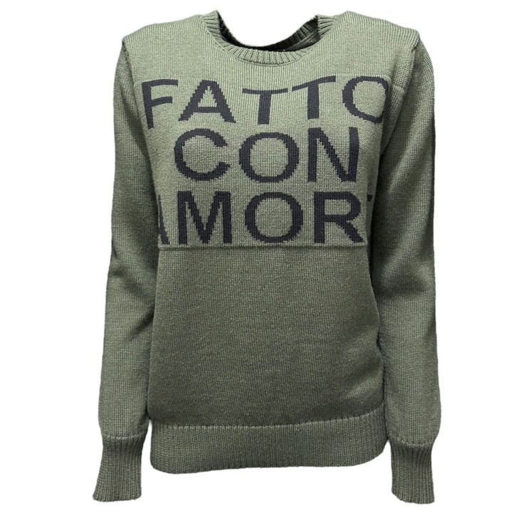 Giulia N Maglione verde militare con logo