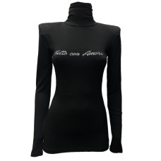 Giulia N lupetto nero con logo in strass