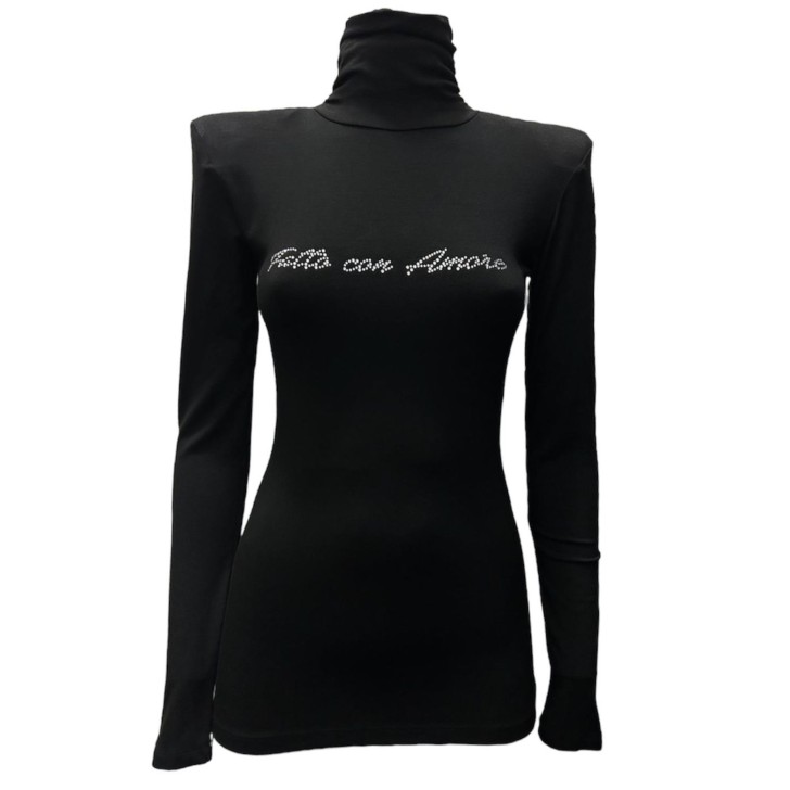 Giulia N lupetto nero con logo in strass
