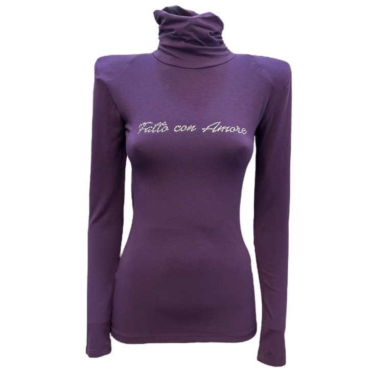 Giulia N lupetto viola con logo in strass