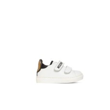 Moschino Sneakers bianca in pelle con Patch Moschino Teddy Bear
