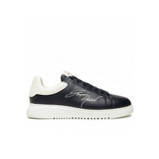 Emporio Armani Sneakers Blu con logo lettering ai lati e inserto posteriore martellato