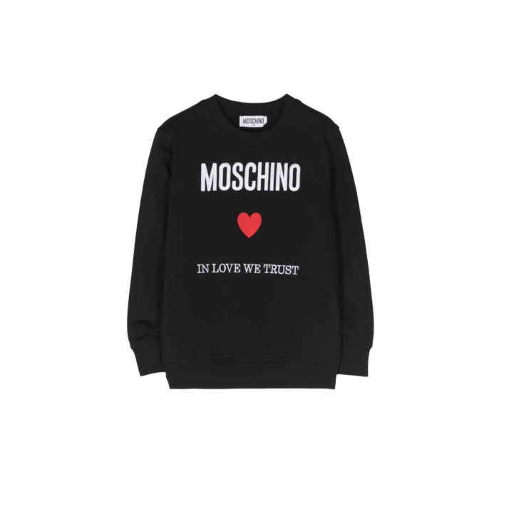 Moschino FELPA NERA A GIROCOLLO IN COTONE CON LOGO LETTERING