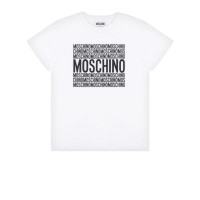 MOSCHINO T-SHIRT IN COTONE WHITE UNISEX A MANICA CORTA CON LOGO LETTERING BLACK 