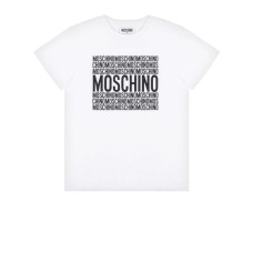 MOSCHINO T-SHIRT IN COTONE WHITE UNISEX A MANICA CORTA CON LOGO LETTERING BLACK 