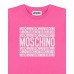 MOSCHINO T-SHIRT IN COTONE FUCSIA UNISEX A MANICA CORTA CON LOGO LETTERING WHITE	