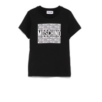 MOSCHINO T-SHIRT IN COTONE BLACK UNISEX A MANICA CORTA CON LOGO LETTERING WHITE