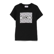 MOSCHINO T-SHIRT IN COTONE BLACK UNISEX A MANICA CORTA CON LOGO LETTERING WHITE