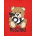 MOSCHINO T-SHIRT IN COTONE RED UNISEX A MANICA CORTA CON LOGO LETTERING BLACK E TEDDY BEAR	