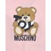 MOSCHINO T-SHIRT IN COTONE PINK UNISEX A MANICA CORTA CON LOGO LETTERING BLACK E TEDDY BEAR	