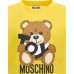 MOSCHINO T-SHIRT IN COTONE YELLOW UNISEX A MANICA CORTA CON LOGO LETTERING BLACK E TEDDY BEAR