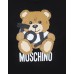 MOSCHINO T-SHIRT IN COTONE BLACK UNISEX A MANICA CORTA CON LOGO LETTERING BLACK E TEDDY BEAR	