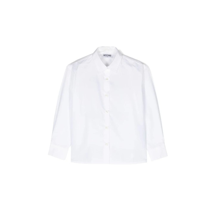 Moschino CAMICIA IN COTONE BIANCA CON LOGO LETTERING 