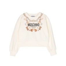 MOSCHINO FELPA IN COTONE A GIROCOLLO MILK CREAM