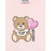 MOSCHINO FELPA A GIROCOLLO IN COTONE PINK CON LOGO LETTERING E TEDDY BEAR	
