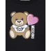 MOSCHINO FELPA A GIROCOLLO IN COTONE BLACK CON LOGO LETTERING E TEDDY BEAR 