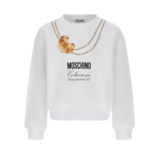 MOSCHINO FELPA A GIROCOLLO IN COTONE WHITE CON STAMPA E LOGO LETTERING
