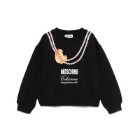MOSCHINO FELPA A GIROCOLLO IN COTONE BLACK CON STAMPA E LOGO LETTERING	