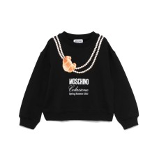 MOSCHINO FELPA A GIROCOLLO IN COTONE BLACK CON STAMPA E LOGO LETTERING	